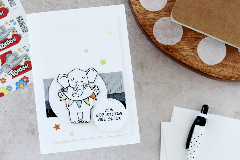 Kreative Geburtstagskarte mit dem Designerpapier Zuckersüsser Zoo von Stampin' Up!