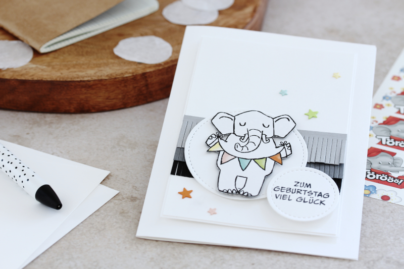 Tierische Geburtstagkarte mit Stampin' Up! und dem Designpapier Zuckersüsser Zoo