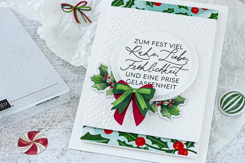 Last Minute Weihnachtskarte mit dem Kartensketch und den Zierelemente-Mix Fröhliche Weihnachtsmotive von Stampin' UP!