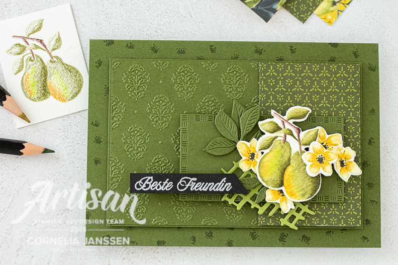 Sommerzeit ist Obstzeit. Warum nicht einmal eine Grußkarte mit dem Produktpaket Beste Birnen von Stampin' Up! gestalten