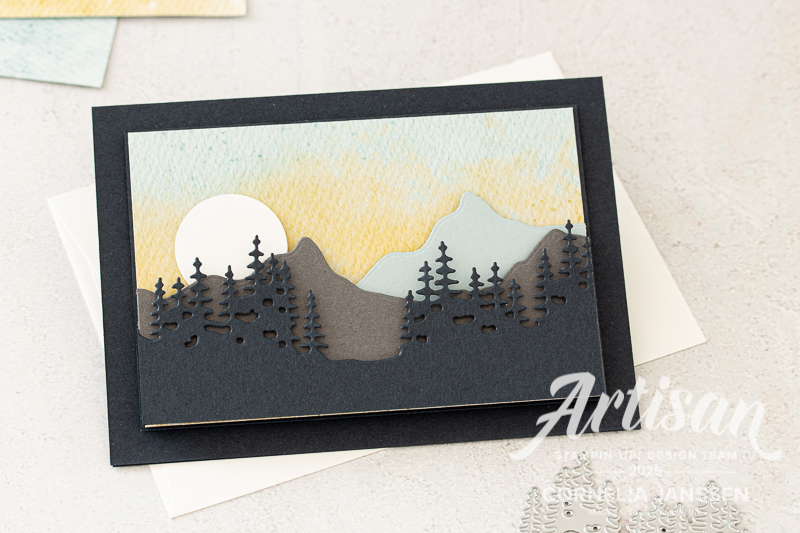 Selbstgemachte Karte mit dem Stanzenset Zauberhaftes Licht von Stampin' Up! mit traumhaftem Sonnenuntergang