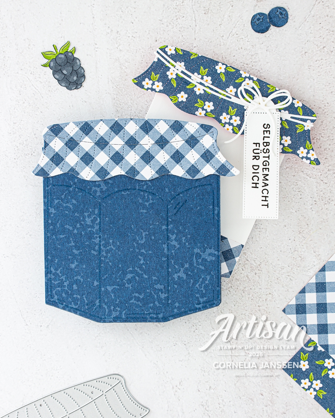 Karte in Form eines Marmeladenglases, gemacht mit den Stanzen Glück im Glas von Stampin' Up!