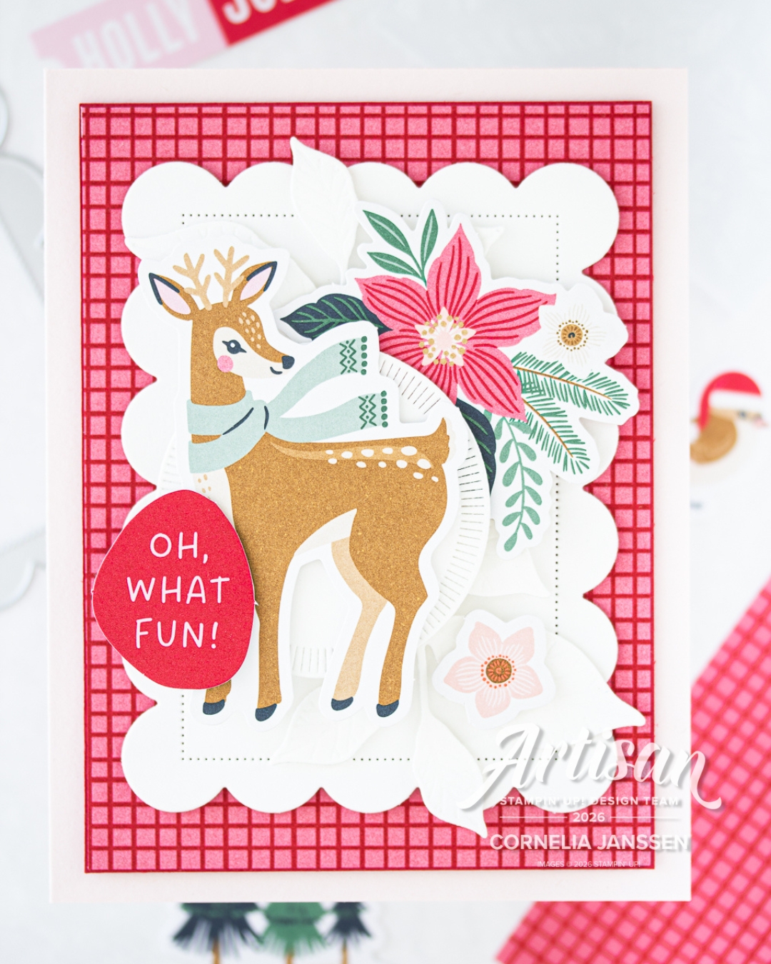 Weihnachtskarte mit Reh und Weihnachtsstern mit den Mix&Match Produkten von Stampin' Up!