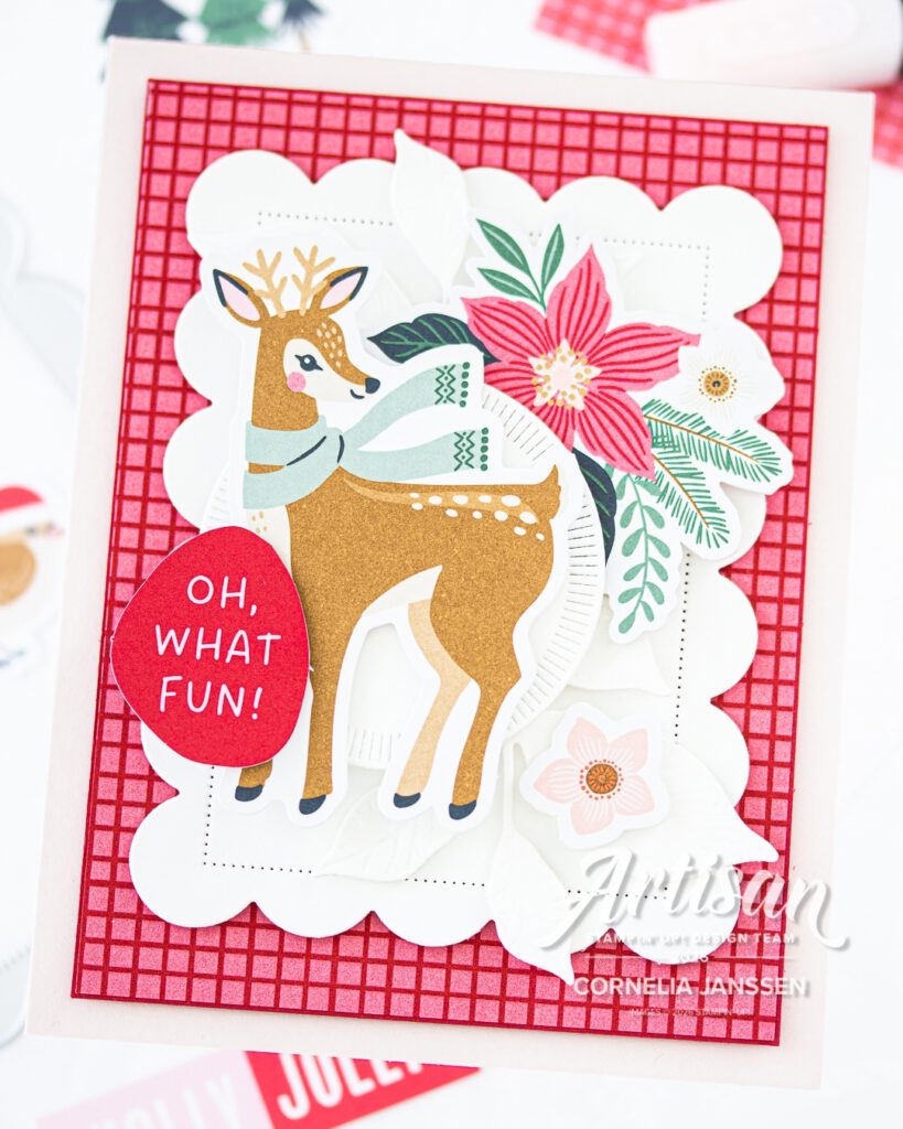 Einfache Weihnachtskarte mit süßem Reh aus dem Mix & Match Produkten von Stampin' Up!